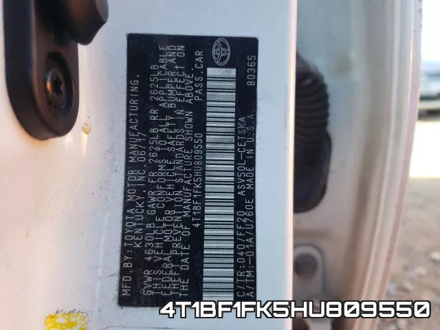 4T1BF1FK5HU809550 фото 2