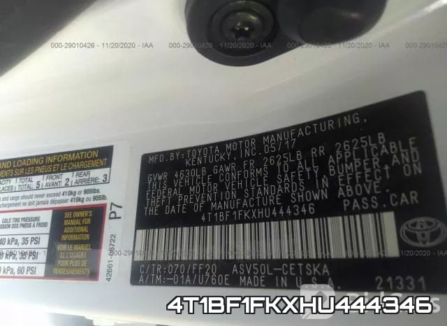 4T1BF1FKXHU444346 фото 9