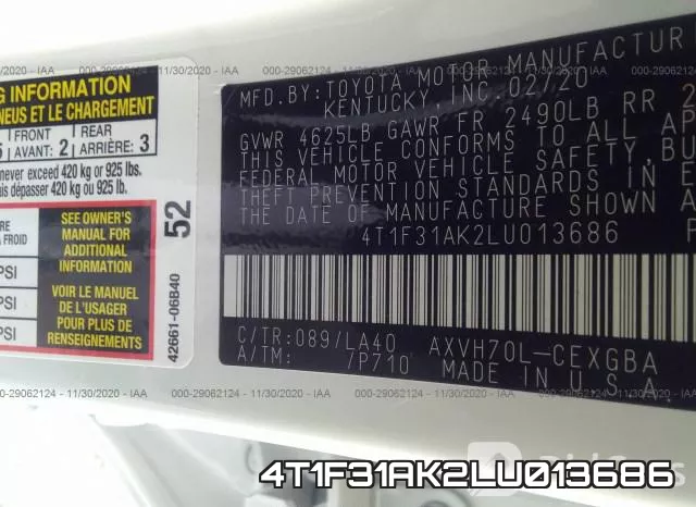 4T1F31AK2LU013686 фото 10