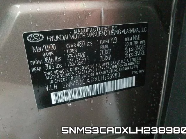 5NMS3CADXLH238980 фото 2