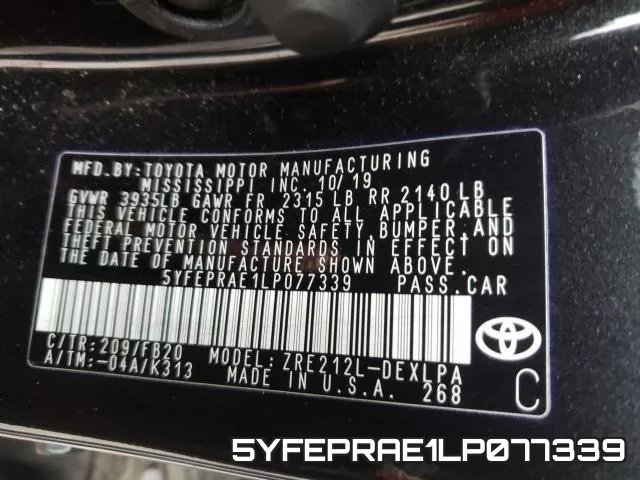 5YFEPRAE1LP077339 фото 2
