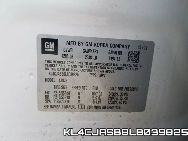 KL4CJASB8LB039825 фото 2
