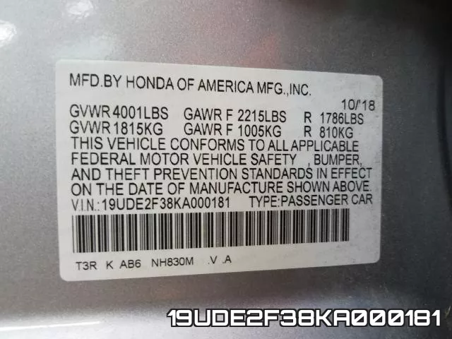 19UDE2F38KA000181 фото 2