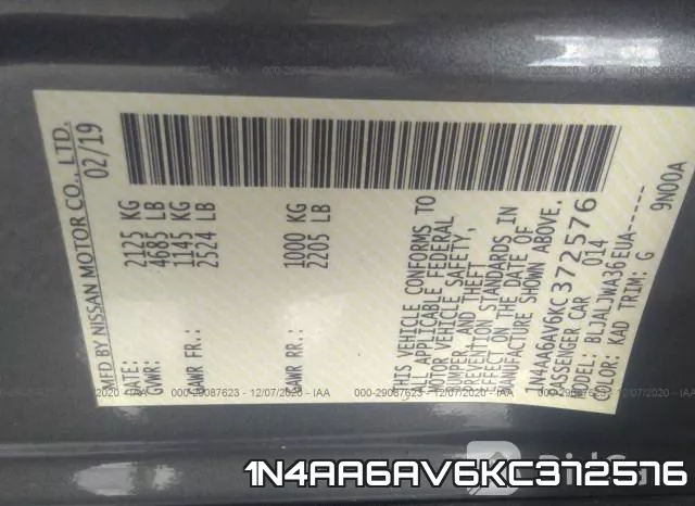 1N4AA6AV6KC372576 фото 9