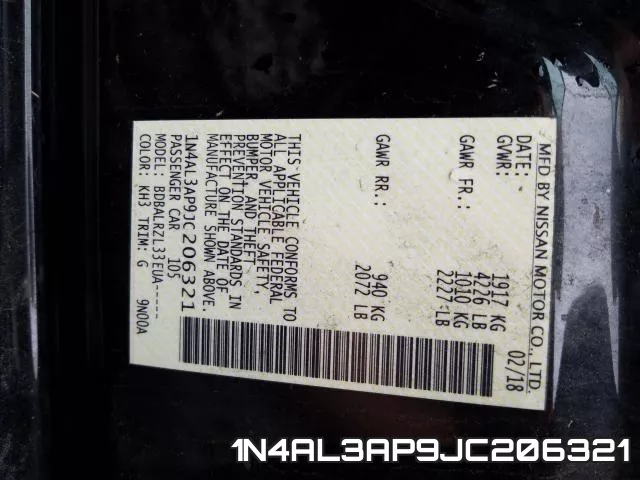1N4AL3AP9JC206321 фото 2