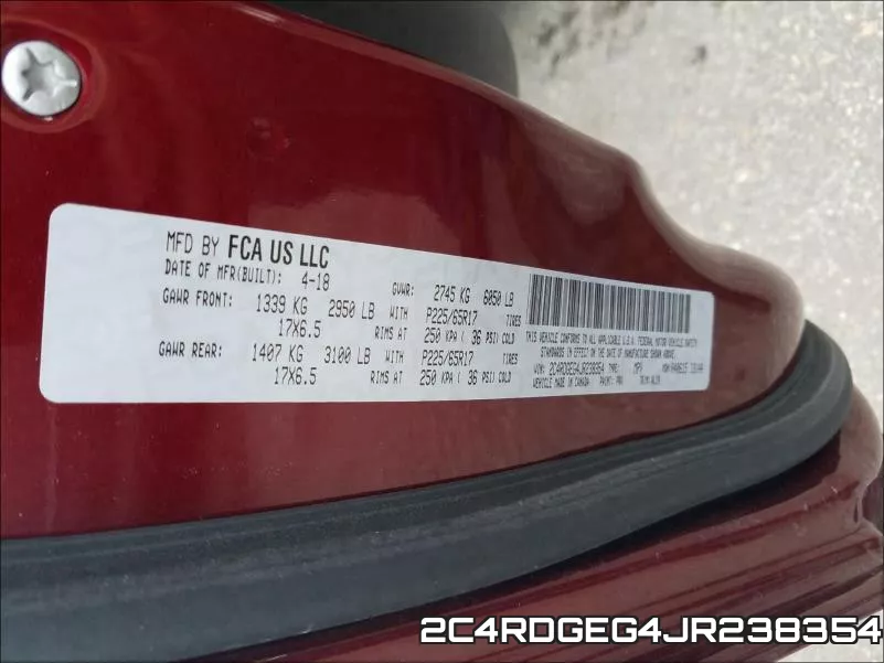 2C4RDGEG4JR238354 фото 2