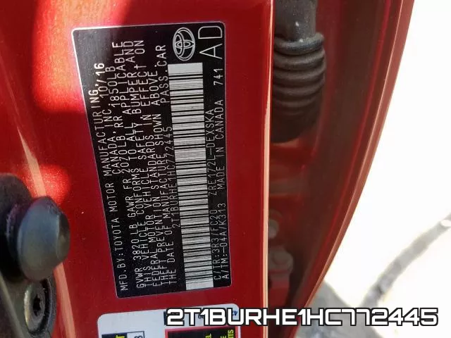 2T1BURHE1HC772445 фото 2