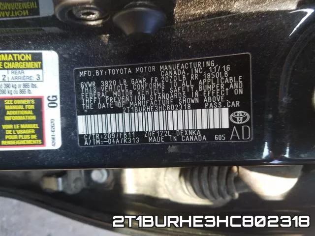 2T1BURHE3HC802318 фото 2
