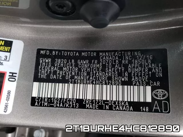 2T1BURHE4HC812890 фото 2