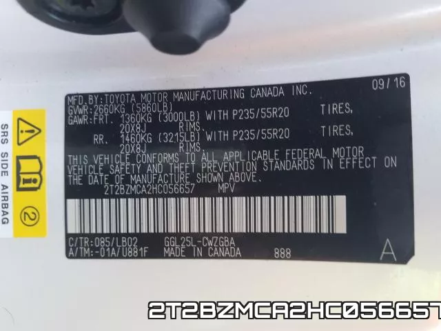 2T2BZMCA2HC056657 фото 2