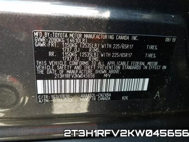 2T3H1RFV2KW045656 фото 2