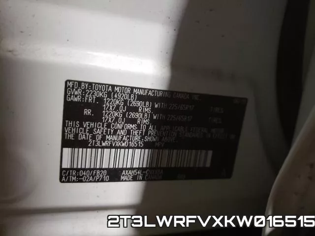 2T3LWRFVXKW016515 фото 2