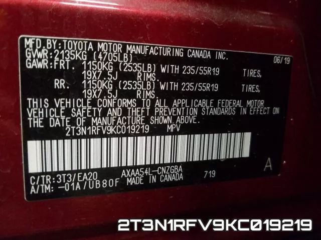 2T3N1RFV9KC019219 фото 2