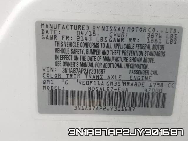 3N1AB7AP2JY301687 фото 2