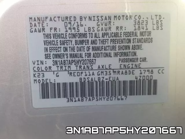 3N1AB7AP5HY207667 фото 2