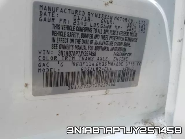 3N1AB7AP7JY257458 фото 2