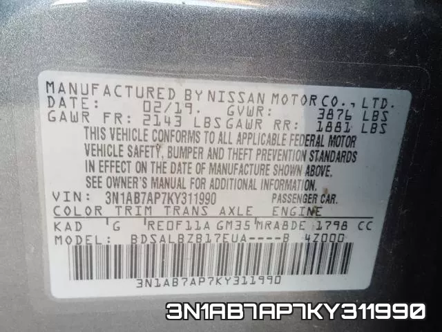 3N1AB7AP7KY311990 фото 2