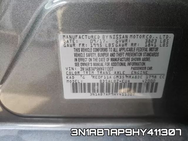 3N1AB7AP9HY411307 фото 2