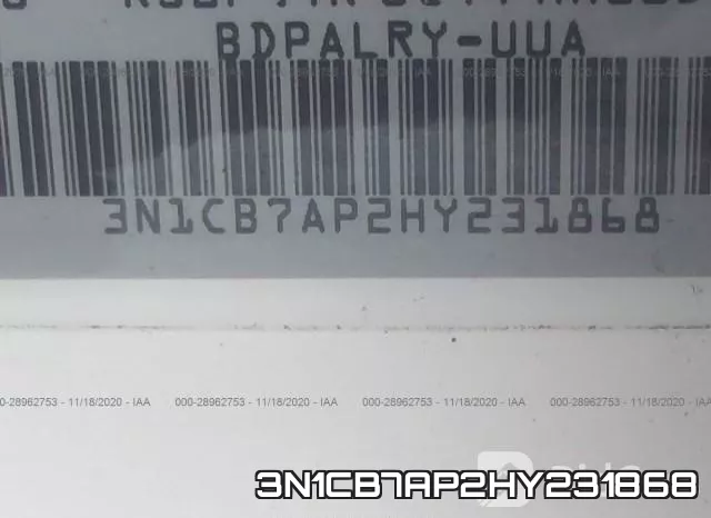 3N1CB7AP2HY231868 фото 9