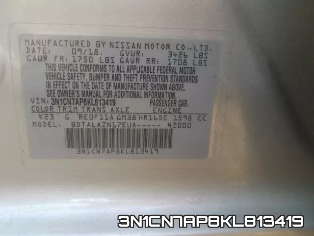 3N1CN7AP8KL813419 фото 2