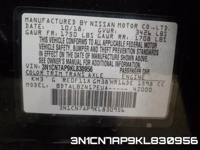 3N1CN7AP9KL830956 фото 2