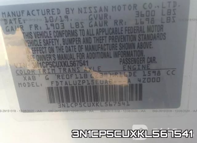 3N1CP5CUXKL567541 фото 10