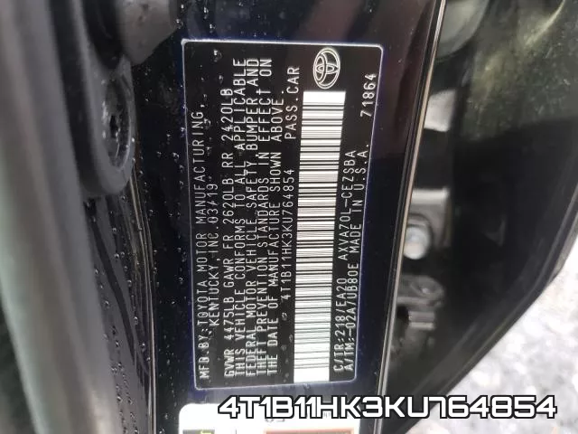4T1B11HK3KU764854 фото 2