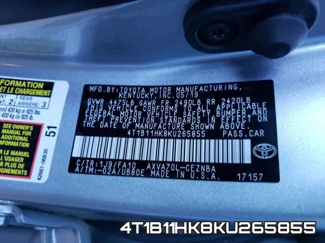 4T1B11HK8KU265855 фото 2