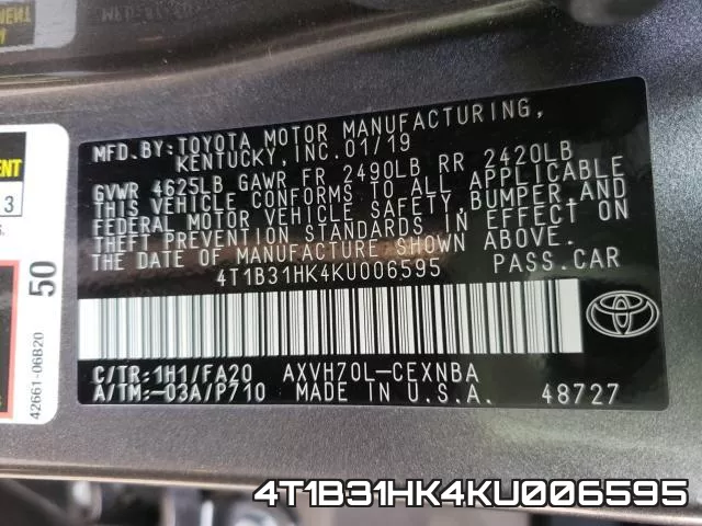 4T1B31HK4KU006595 фото 2