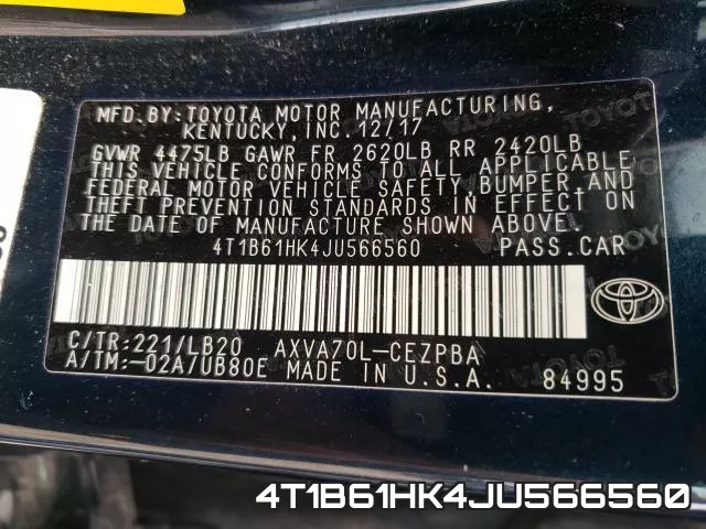 4T1B61HK4JU566560 фото 2