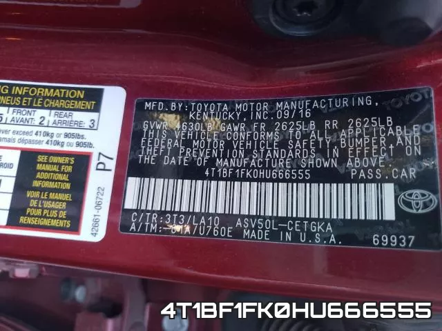 4T1BF1FK0HU666555 фото 2