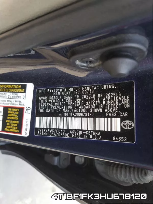 4T1BF1FK3HU678120 фото 2