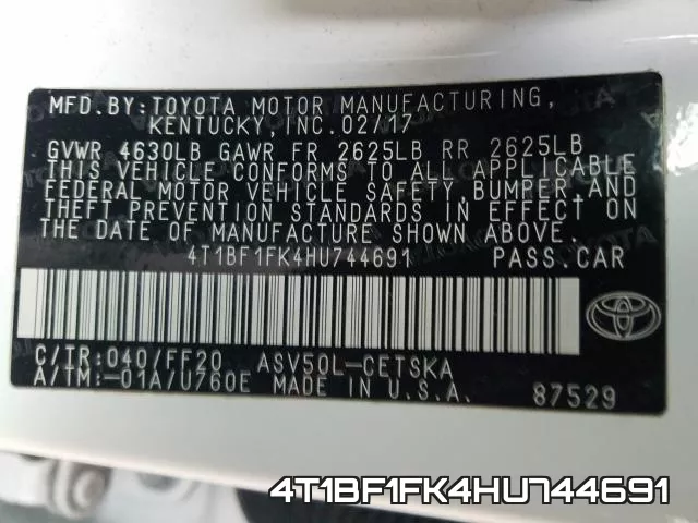 4T1BF1FK4HU744691 фото 2