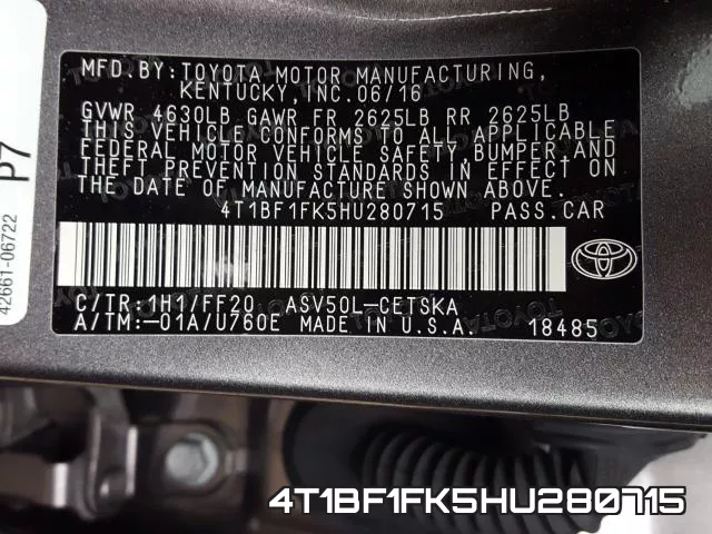 4T1BF1FK5HU280715 фото 2