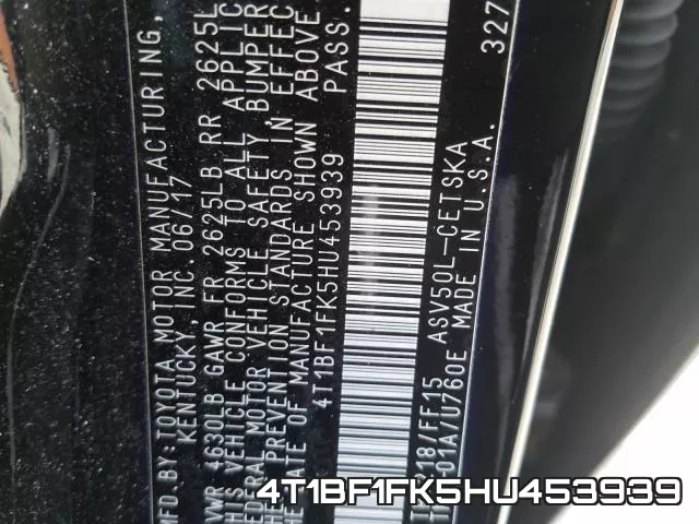 4T1BF1FK5HU453939 фото 2
