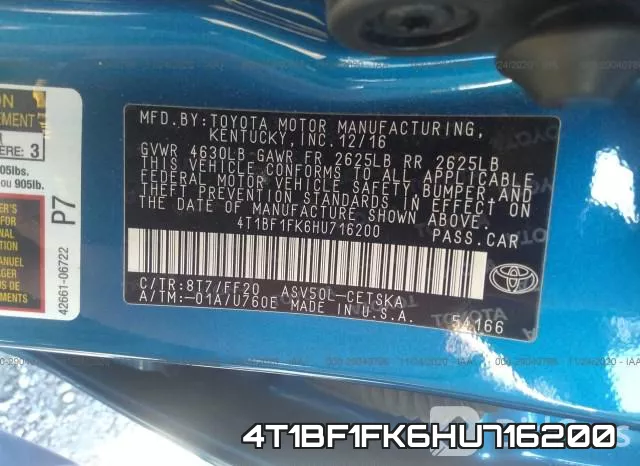 4T1BF1FK6HU716200 фото 10