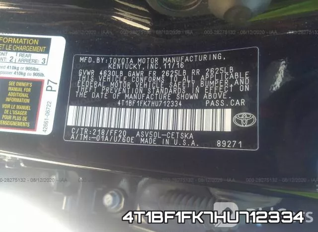4T1BF1FK7HU712334 фото 9