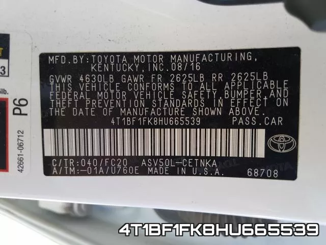 4T1BF1FK8HU665539 фото 2