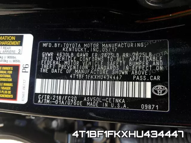 4T1BF1FKXHU434447 фото 2