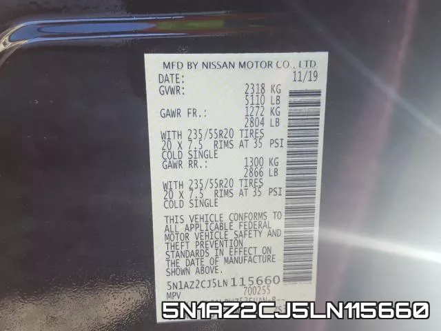 5N1AZ2CJ5LN115660 фото 2