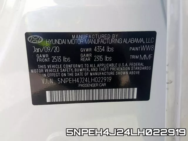 5NPEH4J24LH022919 фото 2