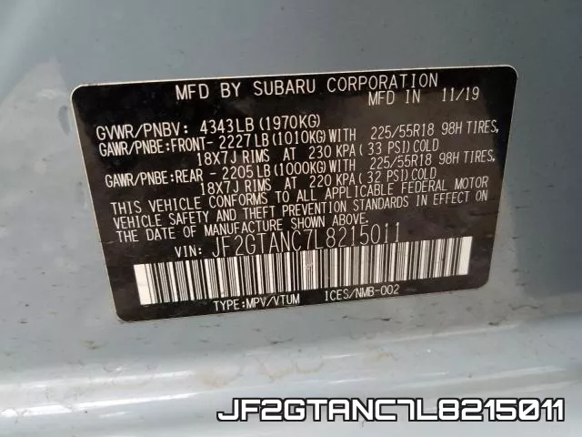 JF2GTANC7L8215011 фото 2