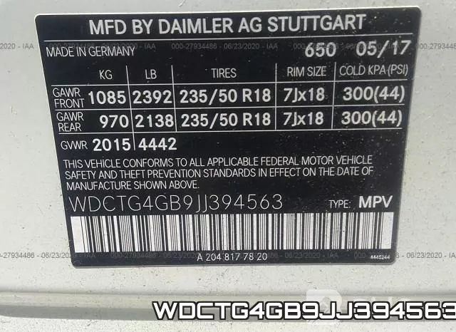 WDCTG4GB9JJ394563 фото 7
