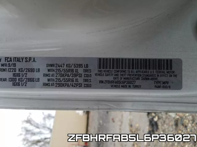 ZFBHRFAB5L6P36027 фото 2