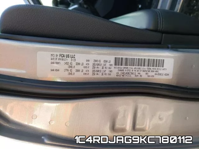 1C4RDJAG9KC780112 фото 2