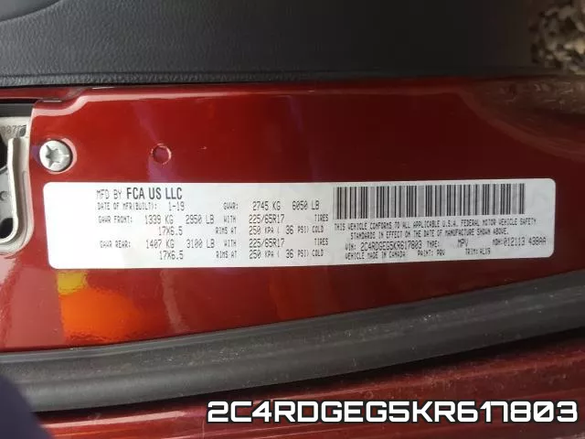 2C4RDGEG5KR617803 фото 2