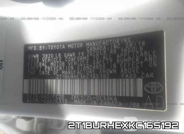 2T1BURHEXKC165192 фото 10