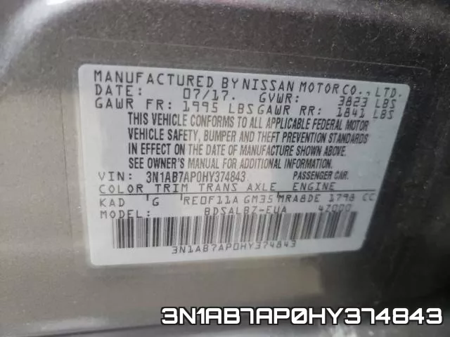 3N1AB7AP0HY374843 фото 2