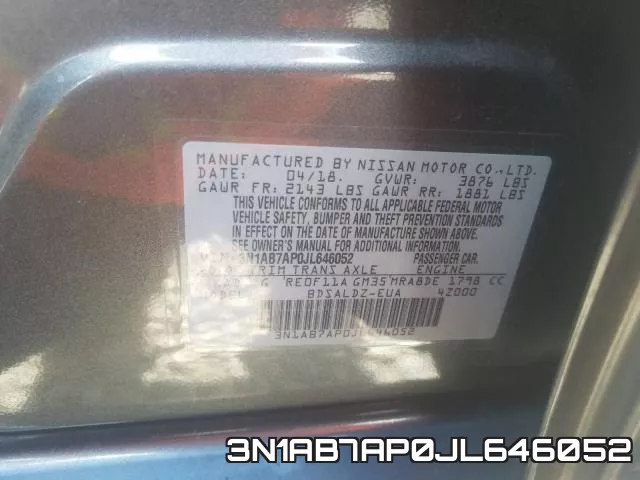 3N1AB7AP0JL646052 фото 2