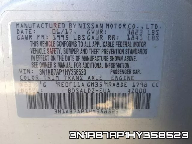3N1AB7AP1HY358523 фото 2